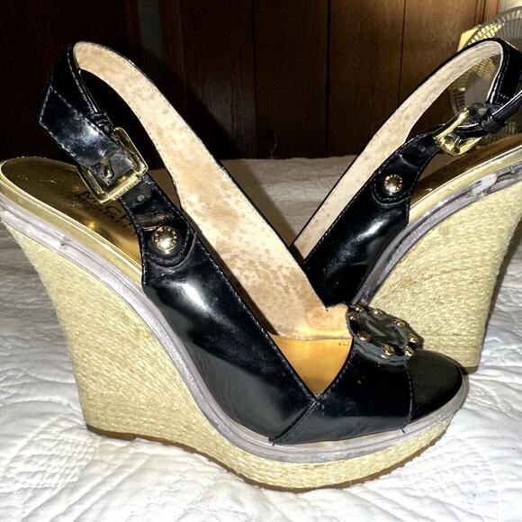 Michael Kors black wedge sandals size 6 M - Picture 8 of 9